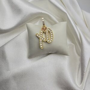 18k Yellow Gold Over Sterling Silver XO Luxury Moissanite Heart Pendant